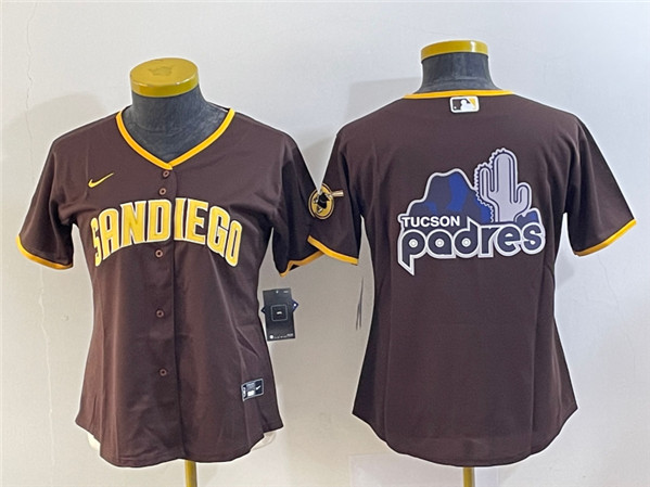 Women's San Diego Padres Brown Team Big Logo Stitched Baseball Jersey(Run Small)